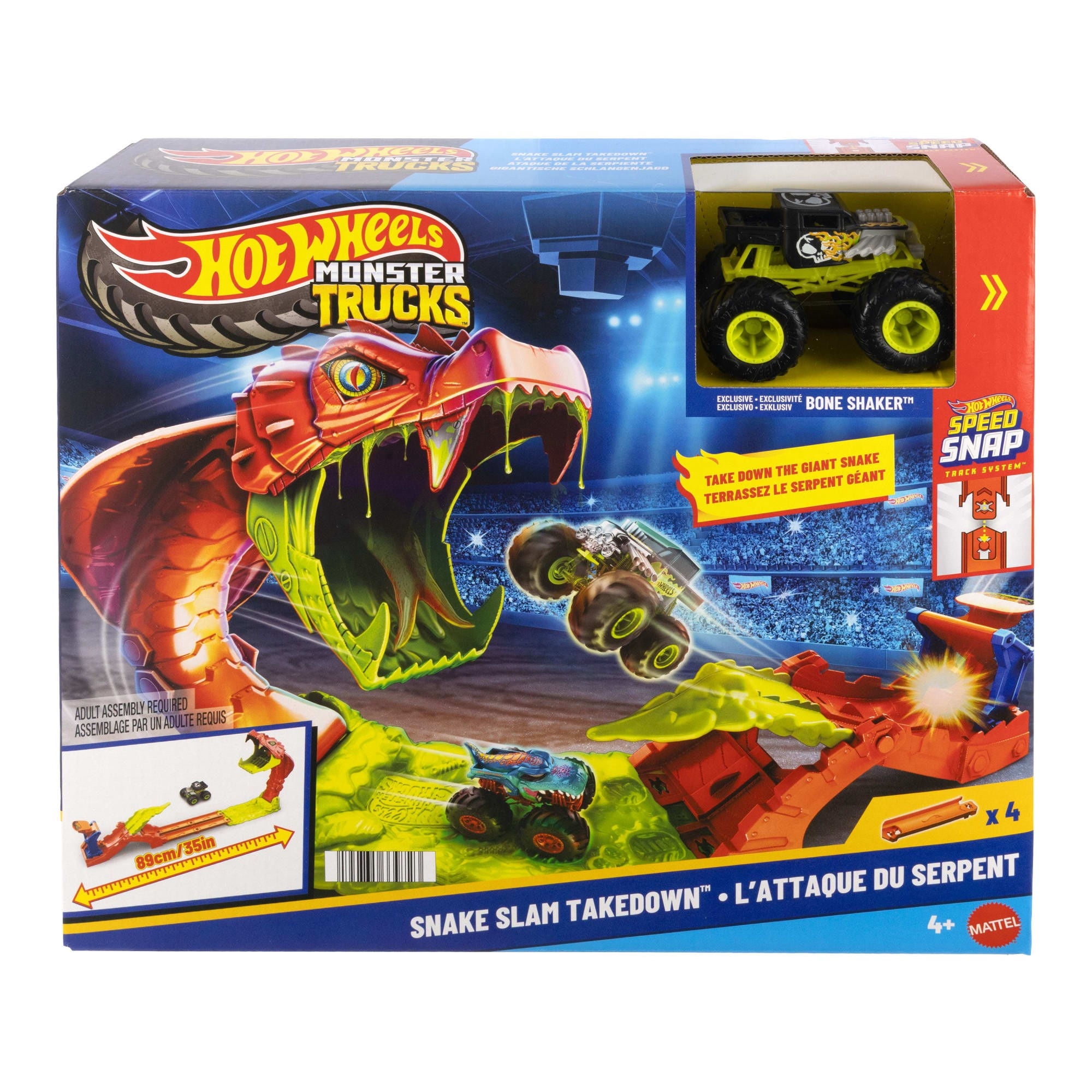 Pista de Juguete Hot Wheels Monster Trucks Mordida de Serpiente 4 años+
