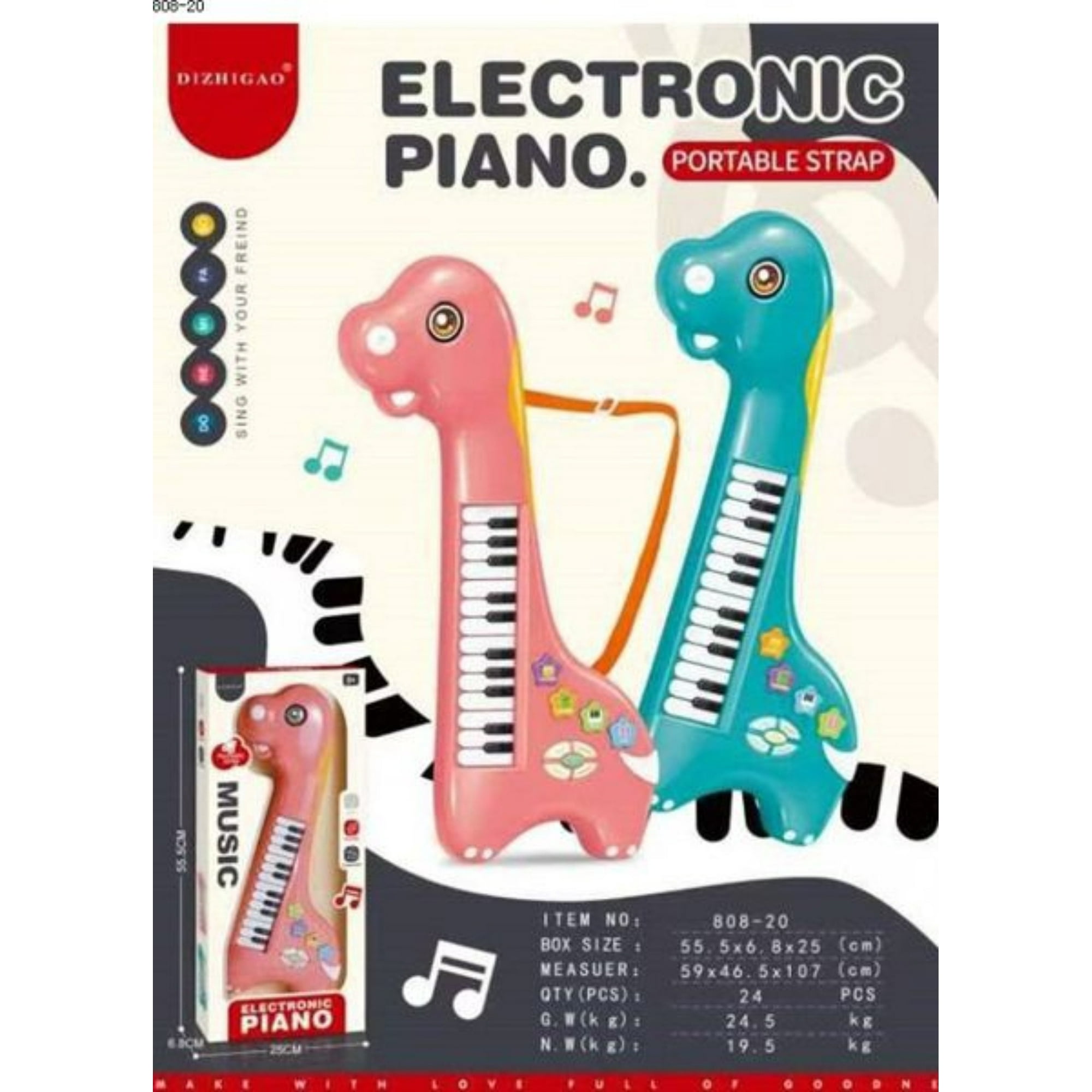 Genérico - Mini Teclado Piano Musical Dinosaurio Interactivo Niños Celeste