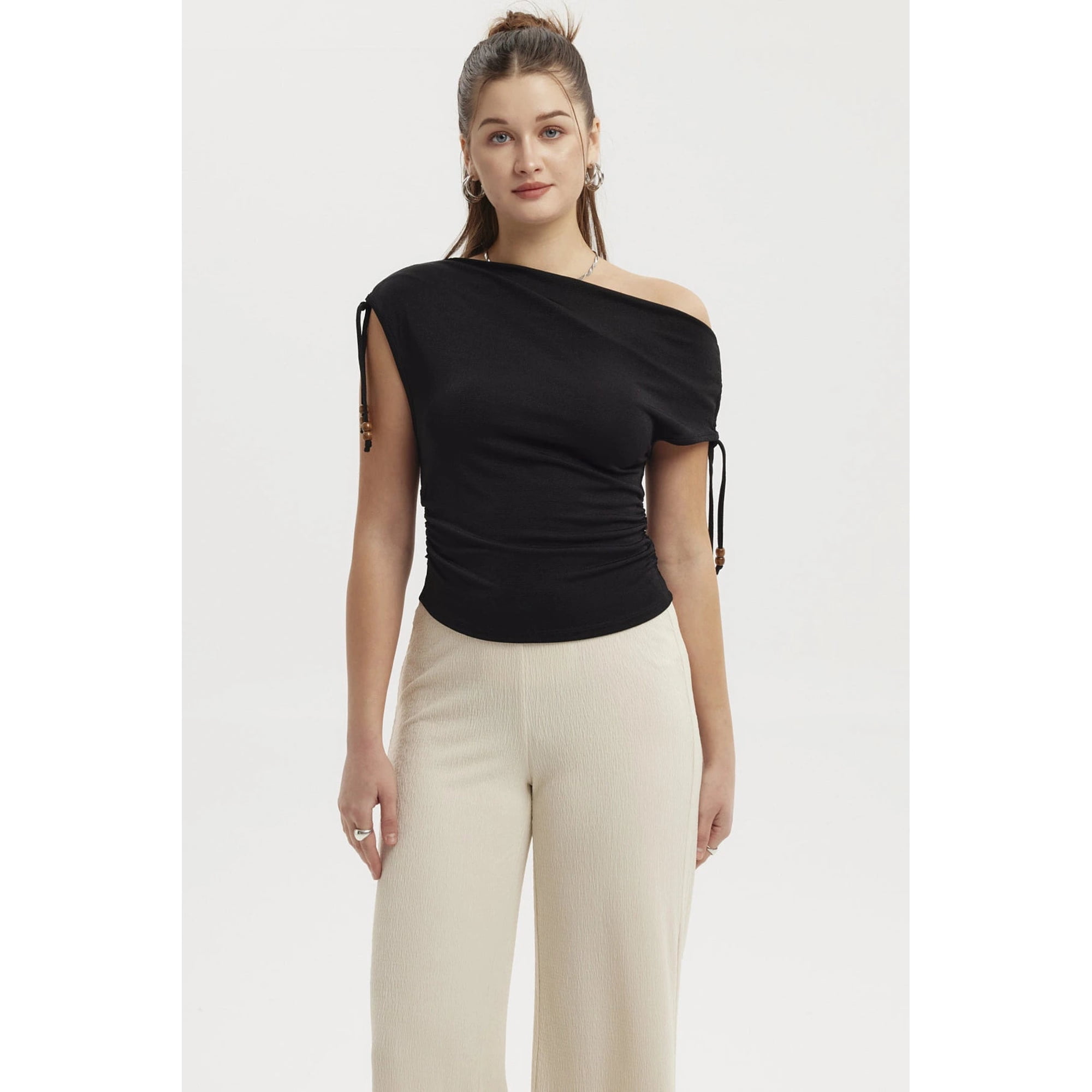 Fashionspark - Polera Mujer Ajustado Nudo Negro