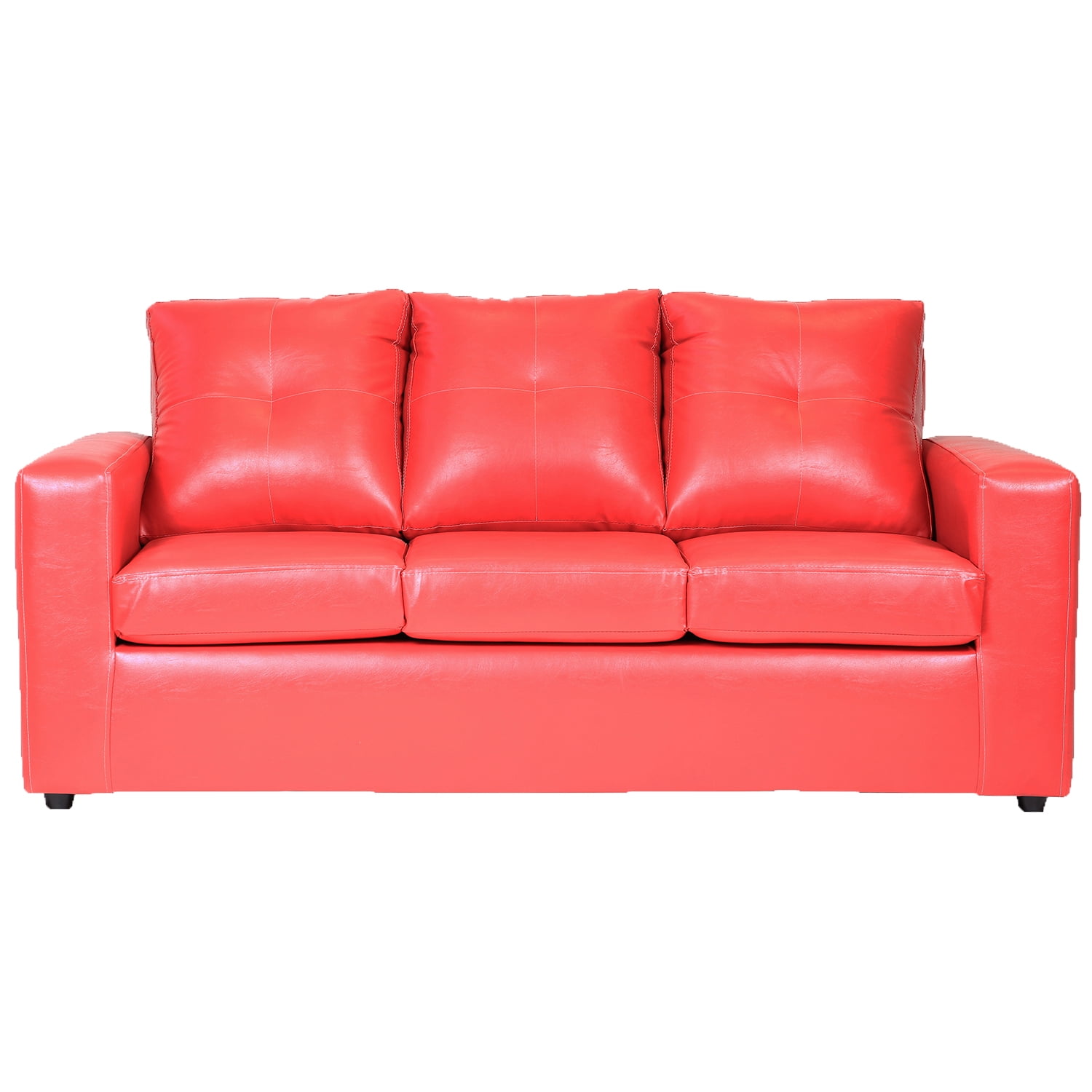 Muebles América - Sofá Emilia 3 Cuerpos Pu Rojo