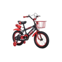 Babyluna - Bicicleta Aro 14 Con Cesta, Ruedas Luces Y Botellón De Agua Rojo