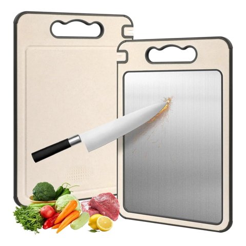 Genérica - Tabla De Cortar Doble Cara Acero Inoxidable 304 36.5*25Cm