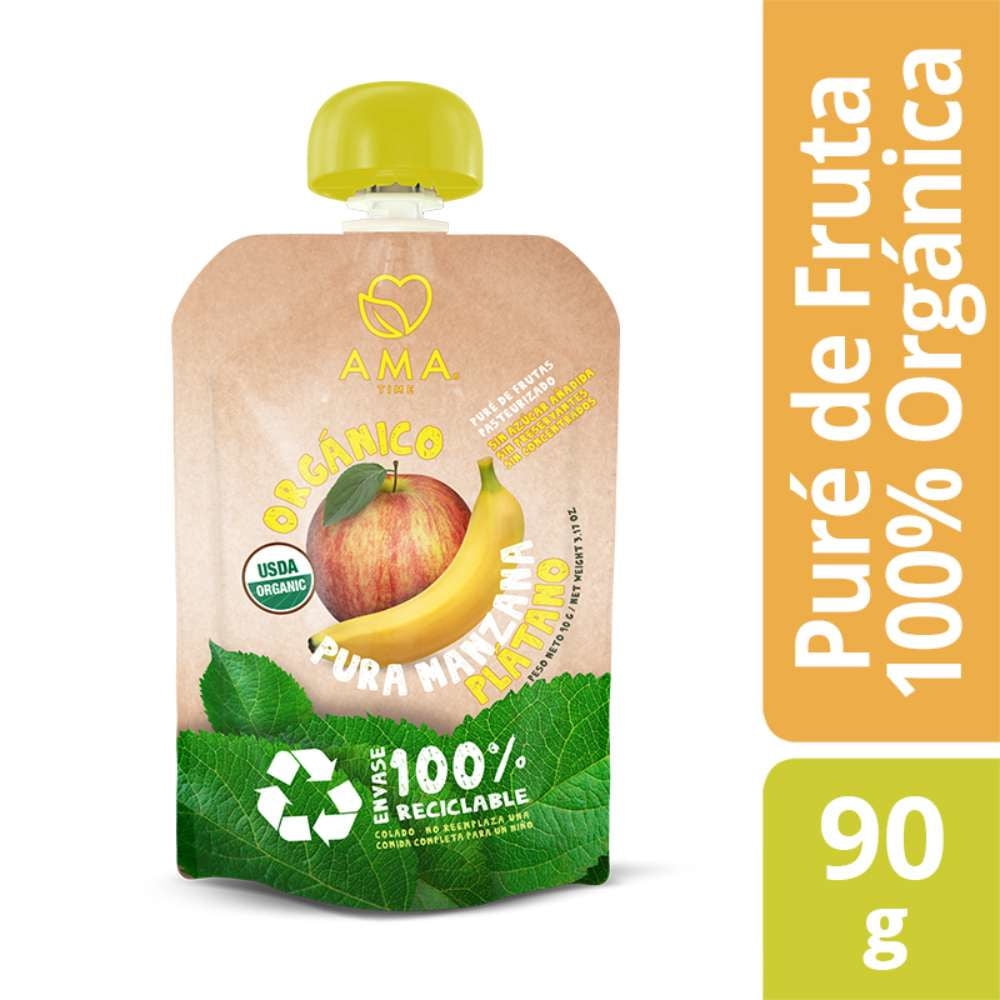 Puré Orgánico Manzana Plátano 90 g Ama