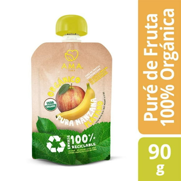 Puré Orgánico Manzana Plátano, 90 g