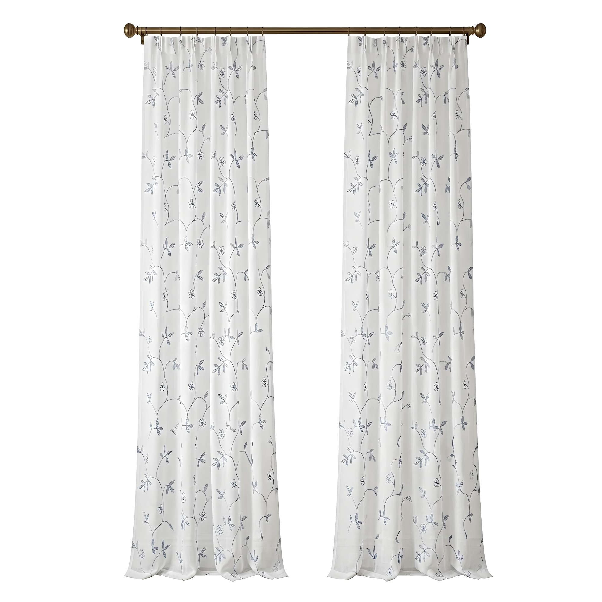 Genérico - Pack De 2 Cortinas Tipo Visillo Con Bordado De Alta Definición 03