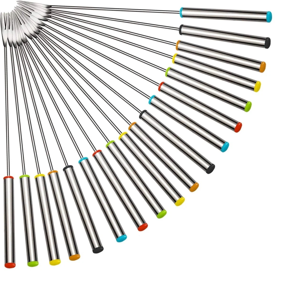 Xusx111 - 18 Piezas 9.5 Pulgadas De Acero Inoxidable Fondue Tenedores Con Mango Resistente Al Calor Fondue Palos Para La Maceta De Queso Chocolate Asado Marisco Carne