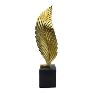 Fliperex - Figura Adorno De Hoja Dorada Decorativa En Resina Moderna S Dorado