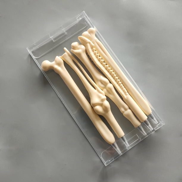 Get ready for Halloween with these 5pcs Creative Novelty Bone Shape Ballpoint Pens - Perfect for Nurses, Doctors, and Office Supplies