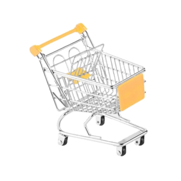 Mini Carrito De Compras, Adorno Decorativo, Juguete Creativo De Almacenamiento Para Supermercado, Amarillo