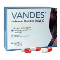 Helvecia Pharma - Vandes Max Suplemento Alimenticio Colágeno Biotina Cabello, Uñas Y Piel 60 Caps