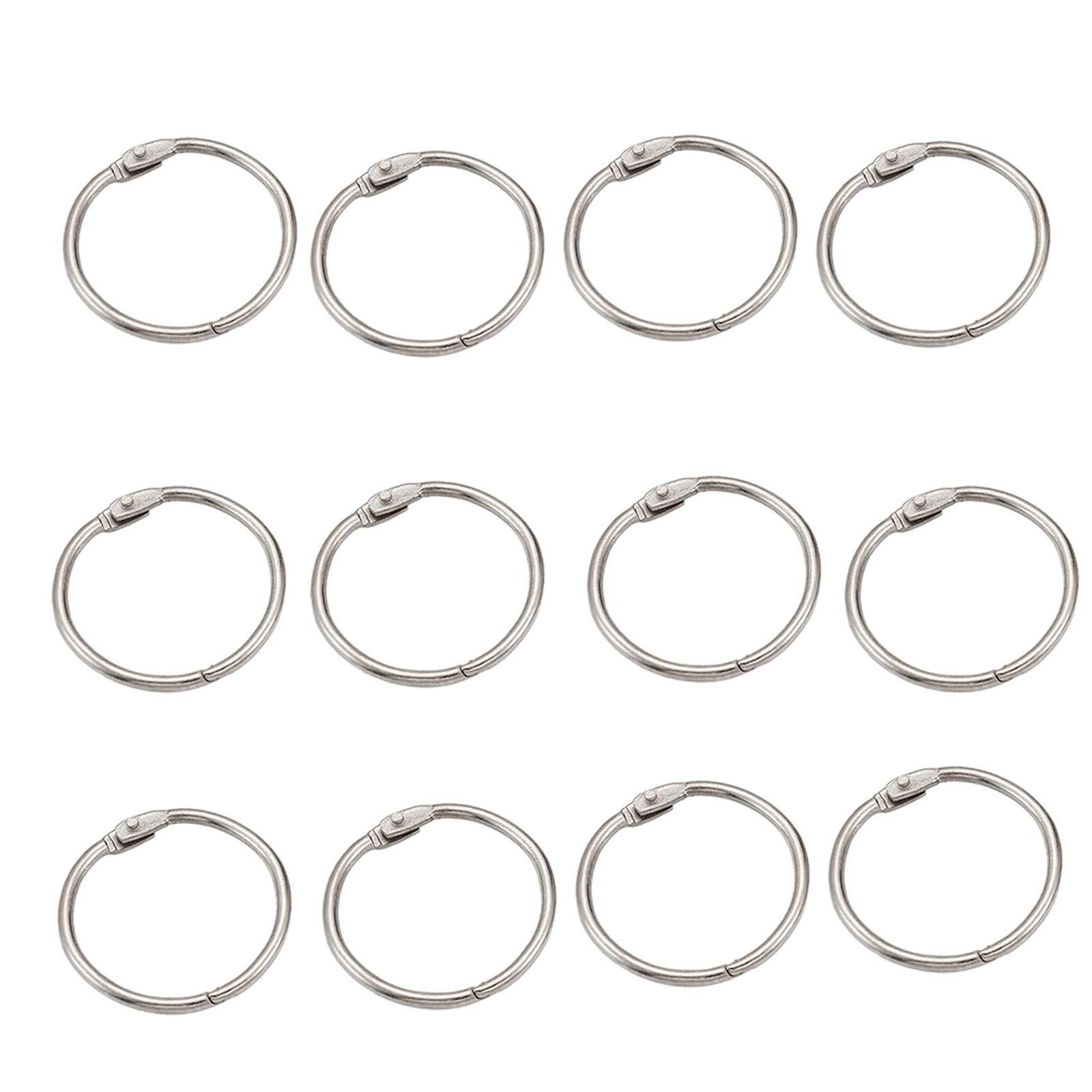 Magideal - 12 Anillas Para Encuadernación De Hojas Sueltas, Anillas Redondas Con Bisagras, Anillas De Metal Para Libros Para Baño, Ventanas, Manualidades, Fácil