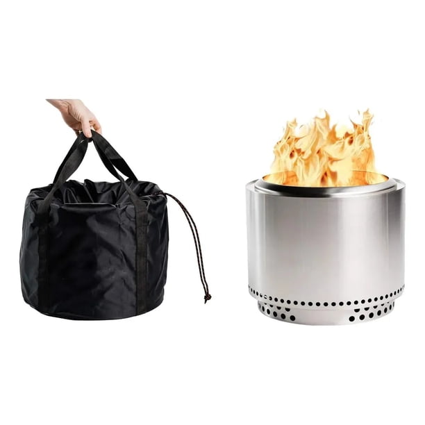 Brasero Sin Humo Acero Inoxidable 50cm Chimenea sin Humo de para Exteriores, portátil sin Humo para Camping con Bolsa de Viaje, Estufa de leña de Acero Inoxidable para Patio Trasero y Patio