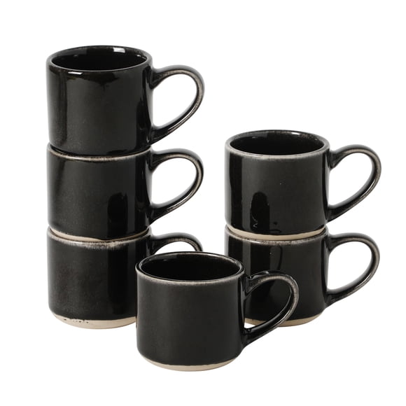 Tazas de espresso Mr. Coffee 6 piezas 110 ml negro de gres