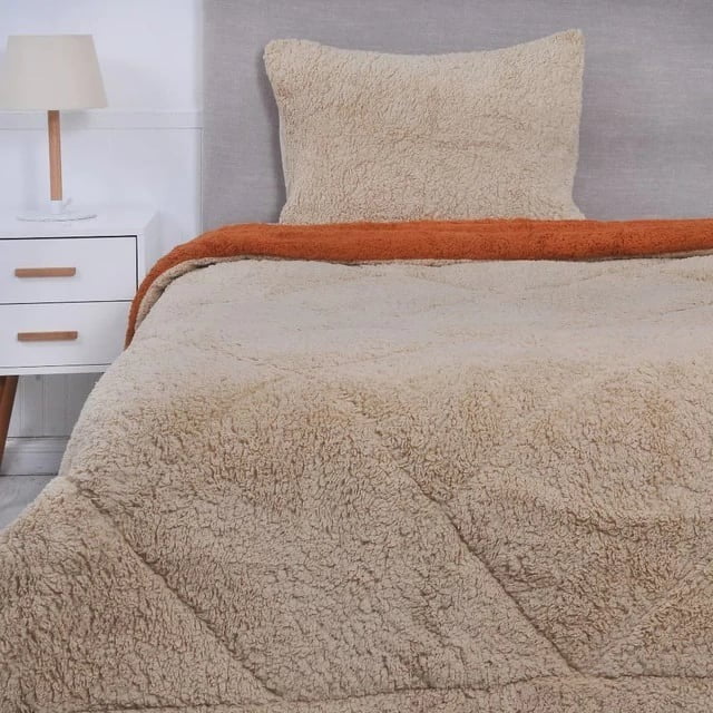 Genérico - Plumón 1.5 Plazas Microfibra Sherpa Estampado Bicolor