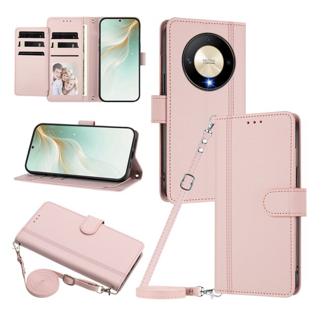 Honor X9B/Magic 6 Lite Funda Billetera con Cierre Magnético, Rosa