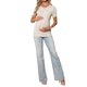thumbnail image 2 of INSPIRE CHIC Top de Maternidad para Mujeres Suéter de Punto Elástico de Manga Corta a Rayas de Verano Embarazo Cuello Redondo Blusa 2XL Blanco, 2 of 6