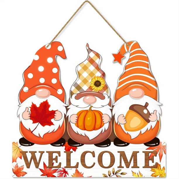 1pc, Autumn Harvest Welcome Door Decoration - Wooden Sign for Farmhouse Home Decor - Country Style Front Door Courtyard Plaque - Thanksgiving Decoration - Perfect for Fall and Thanksgiving