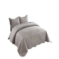 Genérico - Cubrecama Quilt De Verano King Con Relieve Color Gris