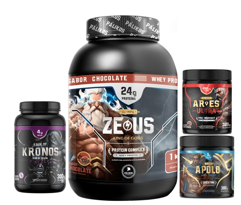 Palikos Fitness - Proteina Complex 1Kg Chocolate Creatina Apolo 300Gpre Entreno Ares Bcaa Kronos