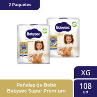 2 Paquetes Pañales De Bebé Babysec Super Premium 108 Un Xg