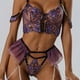 thumbnail image 1 of Floral Embroidery Lingerie Set, Sexy Chain Cami Crop Top Bra & Hollow Thong Panties, Women's Sexy Lingerie & Underwear, 1 of 3