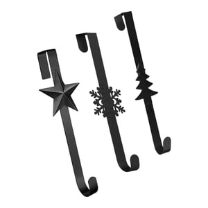 Bothyi - 3 Colgadores Metálicos Para Coronas De Puerta, Ideales Para Colgar Sobre La Puerta En Bodas, Pascua O Cualquier Ocasión. Color Negro.