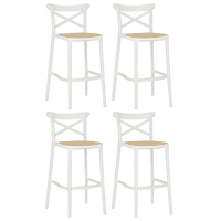 Moboi - Pack 4 Taburetes Crossback Danubio Piso De Bar O Terraza 66Cm Blancos