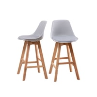 Habita2 Chile - Pack 2 Taburetes O Pisos Terry Base Madera 61 Cm Gris