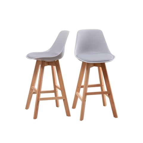 Habita2 Chile - Pack 2 Taburetes O Pisos Terry Base Madera 61 Cm Gris