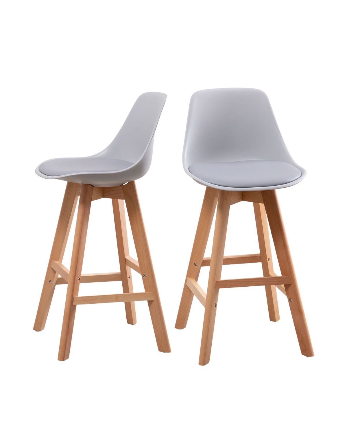 Habita2 Chile - Pack 2 Taburetes O Pisos Terry Base Madera 61 Cm Gris