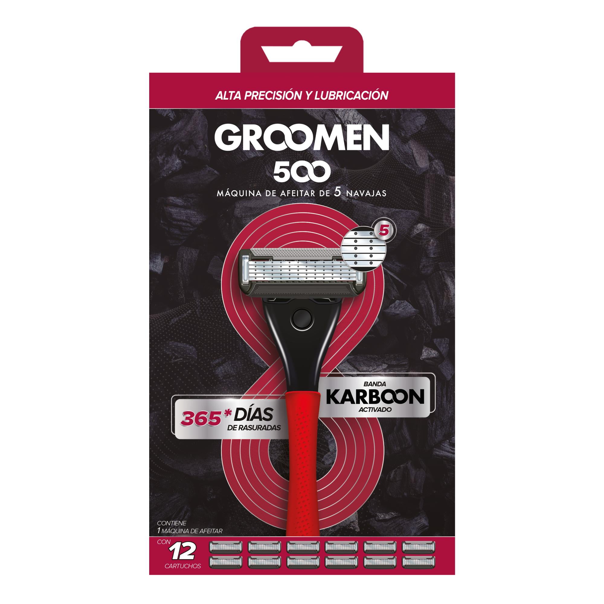 Máquina Afeitar Groomen 500 + 12 Cartuchos De 5 Navajas