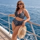 thumbnail image 2 of Agnes Orinda Conjunto de Bikini de Dos Piezas para Mujer Talla Grande con Espalda Halter y Lazo, Corte Curvo, Traje de Baño de Playa Piscina L Leopardo Gris, 2 of 8