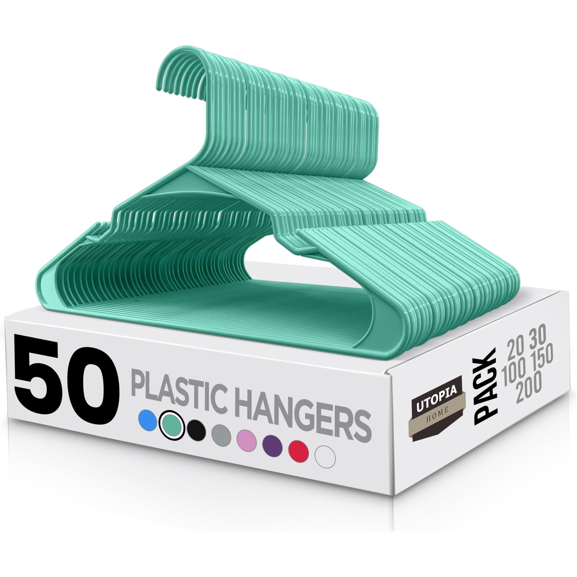 Organizadores De Armario Aqua Hangers Utopia Home De Plastic Hangers, Paquete De 50