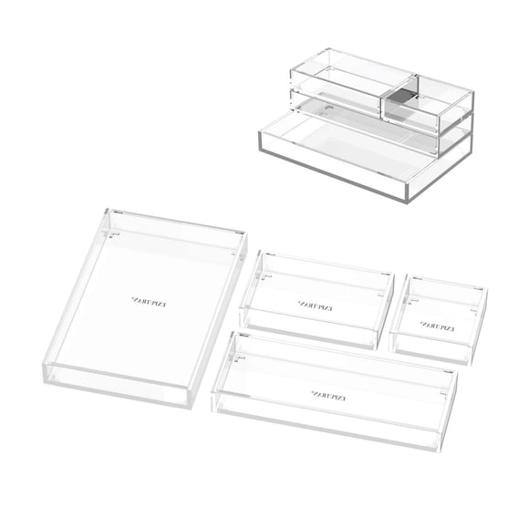 Organizador de escritorio EXPUTRAN de acrílico transparente, apilable de 4 niveles, paquete de 4