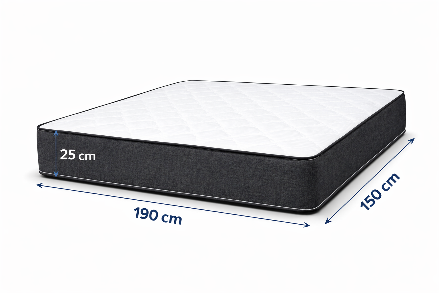 M&E - Colchón Atlas 25 Cm – 2 Plazas (150X190) | Alta Durabilidad - Resortes Bonell