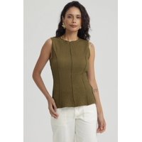 Fashionspark - Polera Mujer Texturizada Verde Musgo