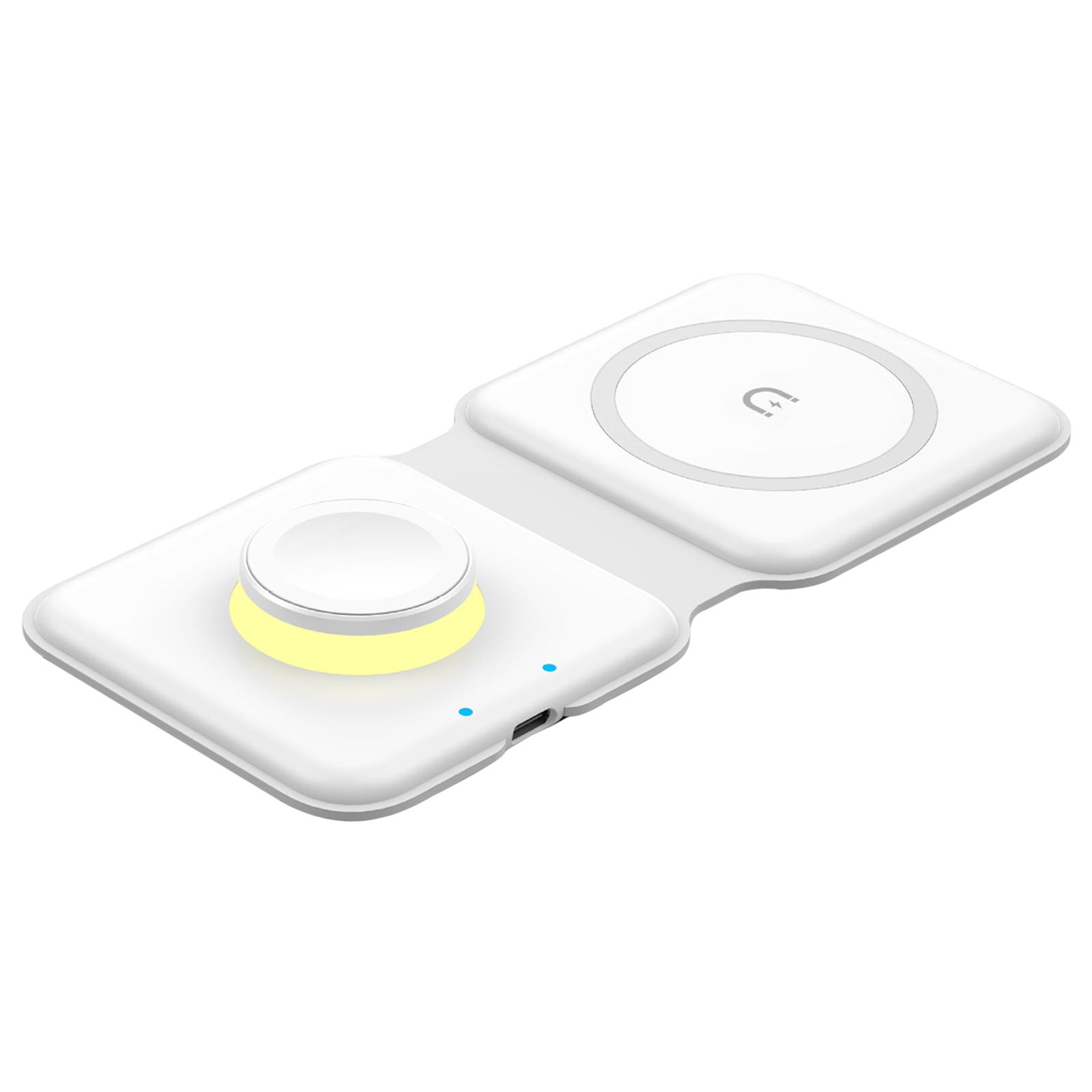 Magideal - Inalámbrico, Múltiples Dispositivos Plegables Con Luz 15W Alfombrilla De Soporte De Carga Rápida Magnética Para 13/1211/Xs/ , Blanco