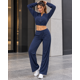 thumbnail image 4 of Conjunto Deportivo Mujer Chaqueta Crop Cierre Y Pantalón Palazzo, 4 of 5