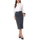 thumbnail image 2 of INSPIRE CHIC Falda Lápiz de Cuadros para Mujer, Cintura Alta, Tartán, Oficina de Negocios, Falda a la Rodilla, Talla M, Gris Oscuro, 2 of 5