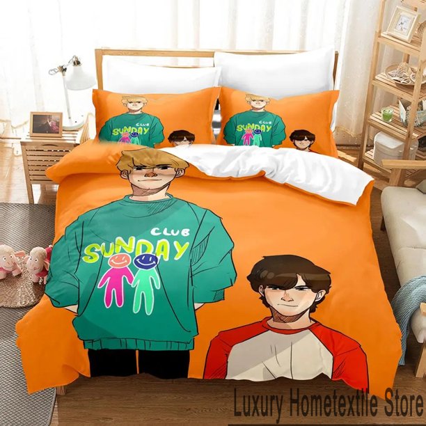 v1607 Bed Sheets Tommyinnit Sunday Club Bedding Set Duvet Cover Bed Set Quilt Cover Pillowcase Comforter king Queen Size Boys Adult 3-Piece Bedding Set (1 Duvet Cover + 2 Pillow Shams) Bed Sheets ju16