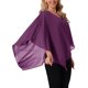 thumbnail image 4 of INSPIRE CHIC Blusa fluida de mujer con cuello en V, ligera, de gasa, elegante, camisa asimétrica, de doble capa, para verano, talla S, color púrpura, 4 of 6