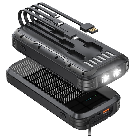 Cargador de banco de energía solar MINRISE 40000 mAh con 4 cables