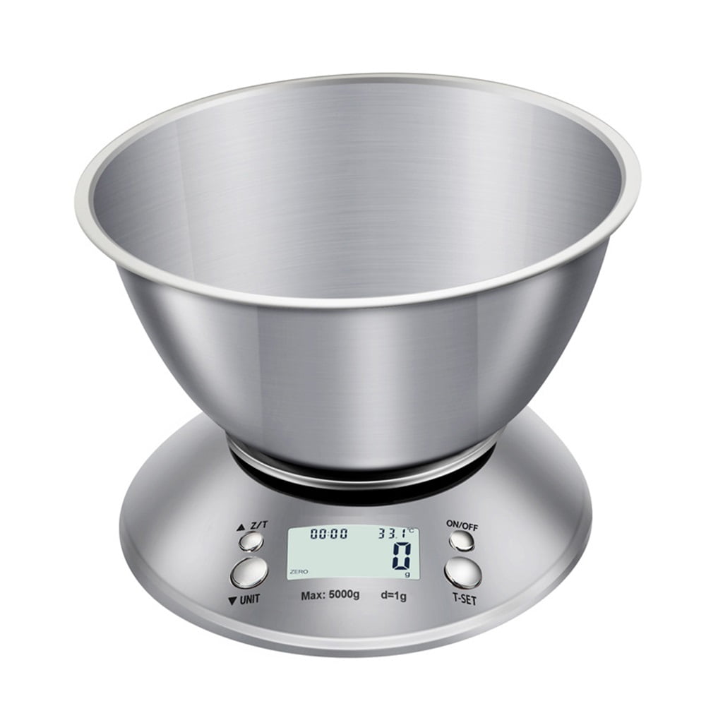 Xusx111 - Escala De Cocina De Acero Inoxidable Para El Hogar 5kg / 1g Con La Balanza De Gramos De Alimentos Para Hornear En Un Tazón Escala De Alimentos De Acero Inoxidable Electrónica Para Hornear Co