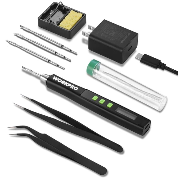 Soldador WORKPRO DC de calentamiento rápido con 3 puntas de 40 W