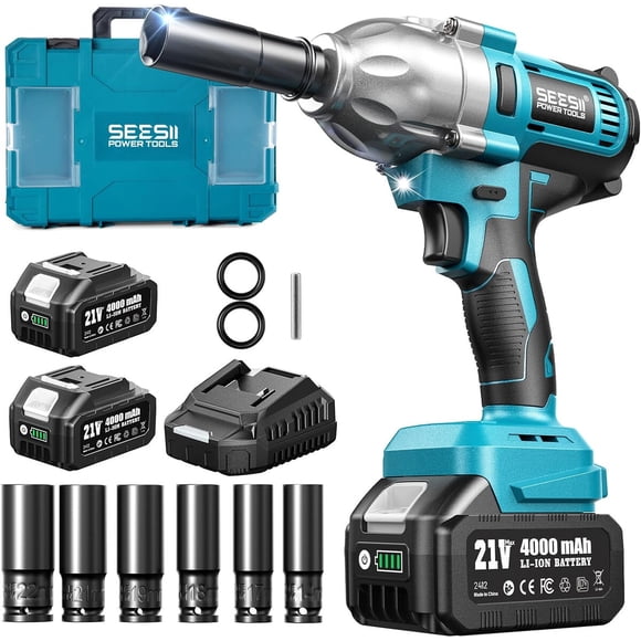 Llave de Impacto Seesii 900Nm 21V 2 Bateraas 6 Vasos