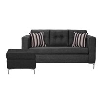 Colbox - Sofá Astra 3C + 1 Pouf-Met Tela Gris Oscuro