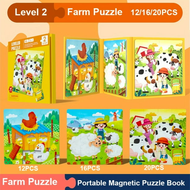 Montessori Kids Toys Magnetic Advance Educate Book 3-In-1 Fruit Animal Marine Dinosaur Cognitive Early Education Puzzle Play