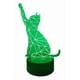 thumbnail image 2 of Lampara Ilusion 3d Gato Pata Arriba De 7 Colores Base Touch, 2 of 7