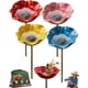 thumbnail image 1 of Estaca jardín flor metal hecha mano mini baño pájaros estación agua polinizadores regalo único, 1 of 7