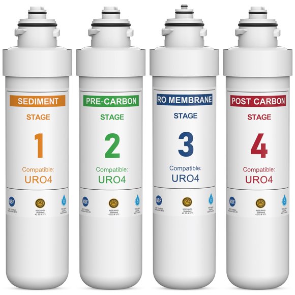 Kit de Reemplazo de Filtro de Agua WFiltr 4 Etapas RO con Certificación NSF
